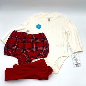 NWT Carter’s Holliday Red/Ivory Baby 3 pcs Outfit Size 24M